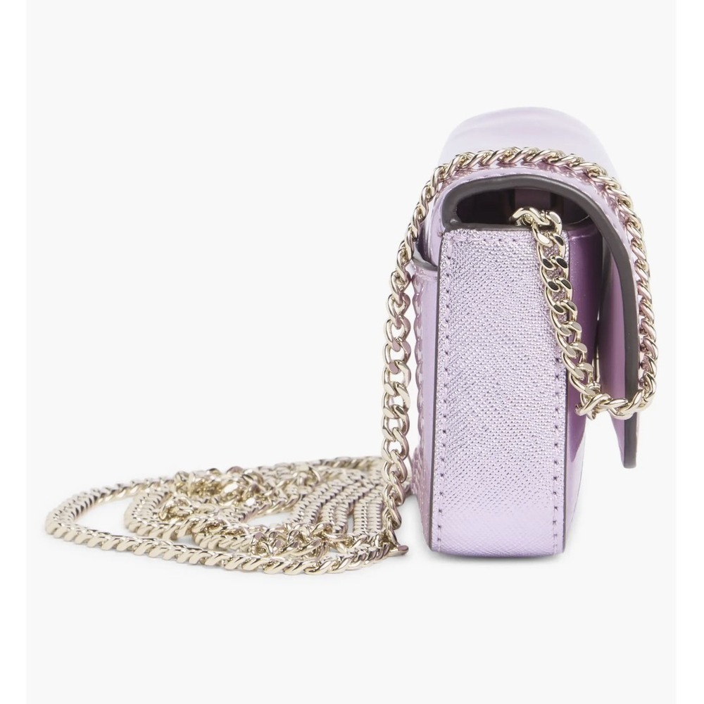 NWT Kate Spade Kenzie Metallic‎ Quartz Pink Crossbody Wallet Coquette Balletcore - Picture 6 of 8